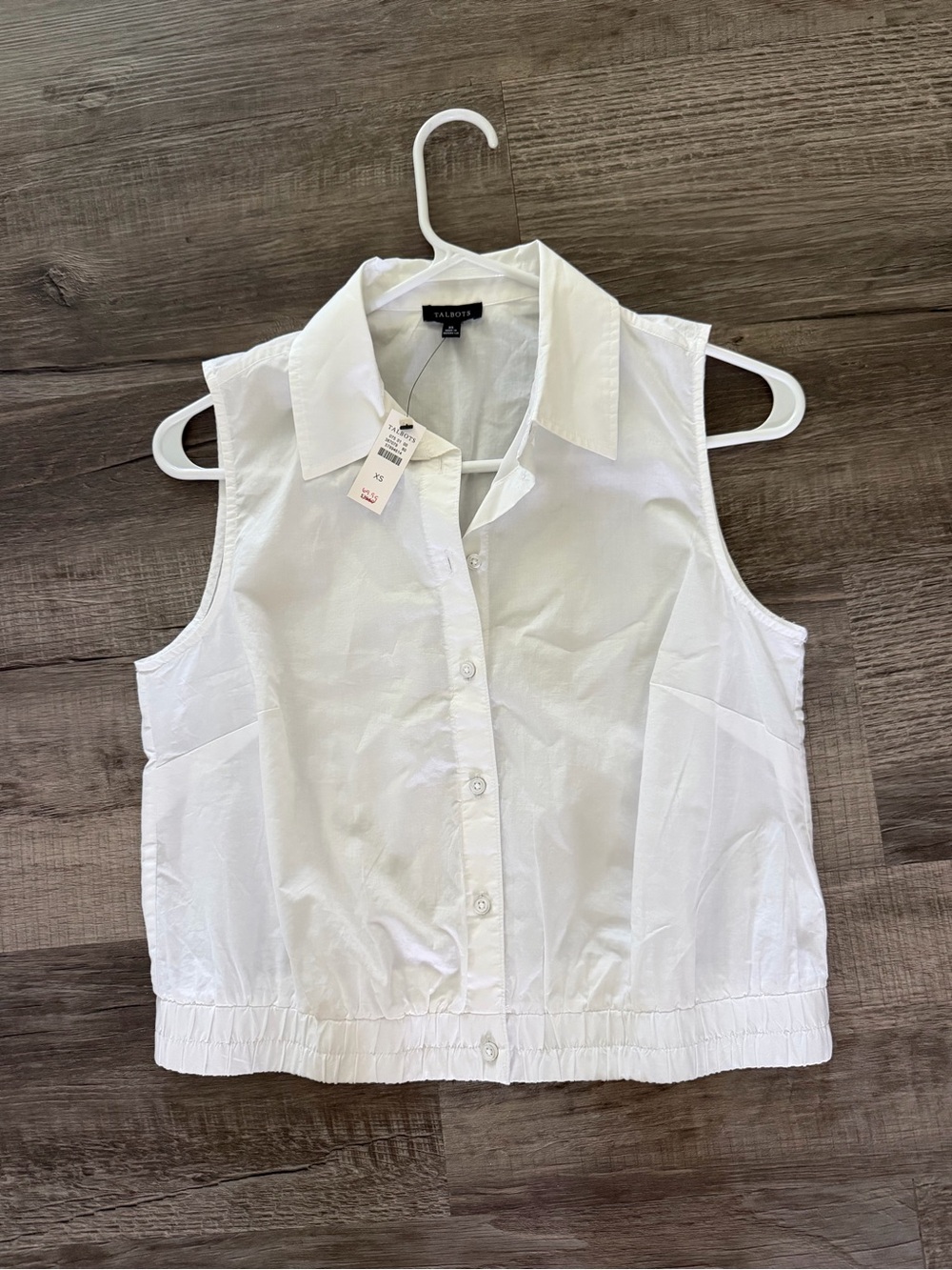 Talbots White Sleeveless Button-Front Collared Top XS